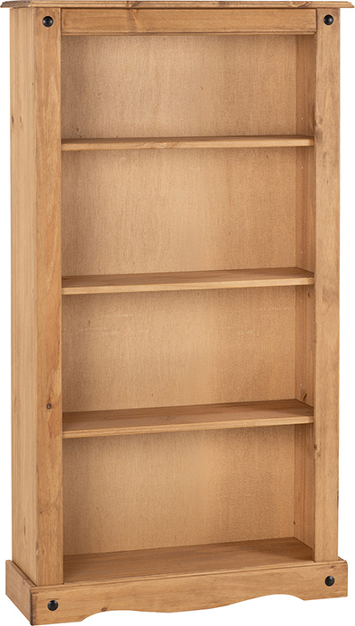 Corona Medium Bookcase In Distressed Waxed Pine - Click Image to Close